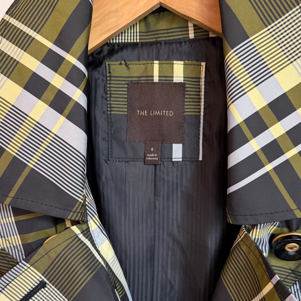 The Limited Spring Belted Plaid Trench Coat Buttons Mid-Thigh Length, Small - Picture 12 of 12